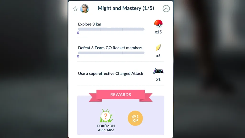 an image of tasks to get Kubfu encounter in Pokemon Go