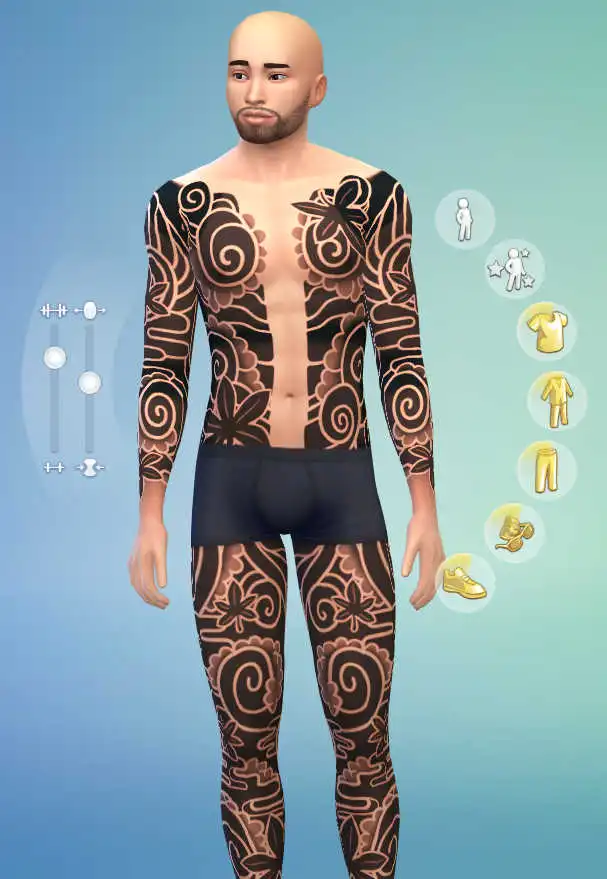 Leaves and waves tattoo stencil in The Sims 4