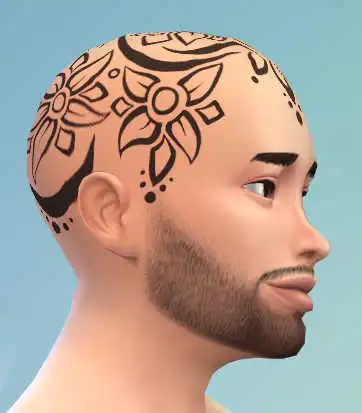 Full-Head floral tattoo design in The Sims 4