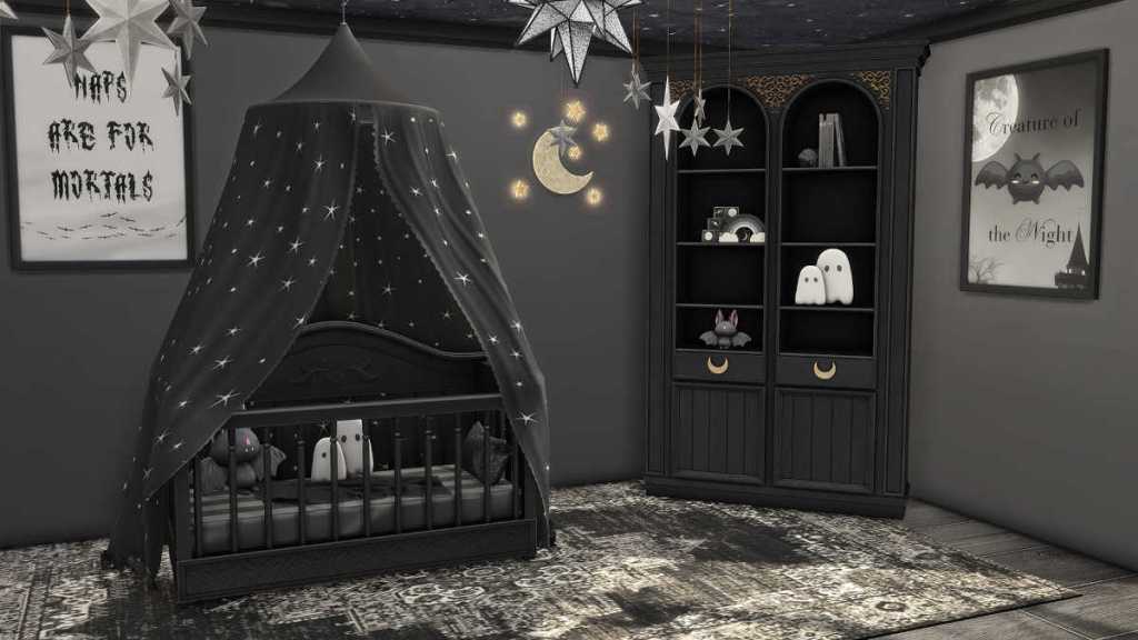 Little Goth Nursery CC set for The Sims 4 by Lapanemona