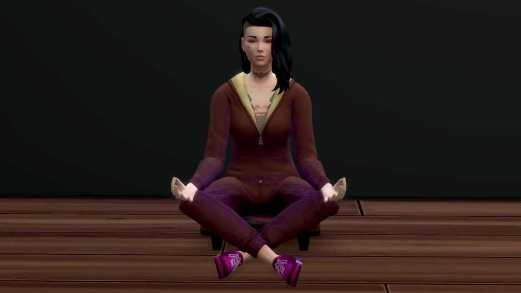 Sim meditating in The Sims 4