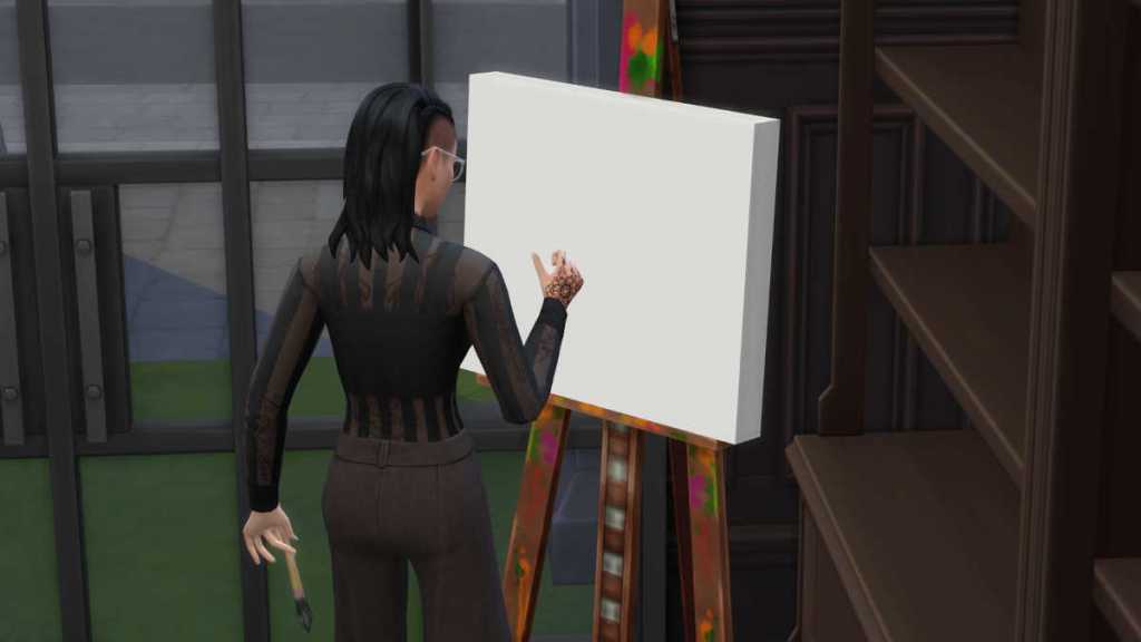 Sim painting in The Sims 4