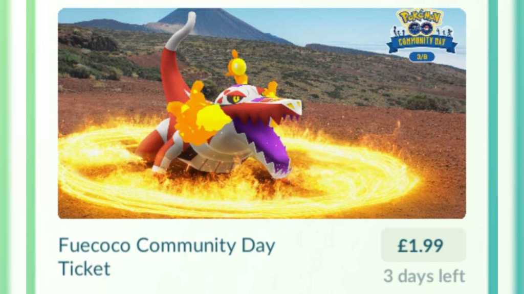 Fuecoco Community Day Ticket in Pokémon GO (UK pricing)