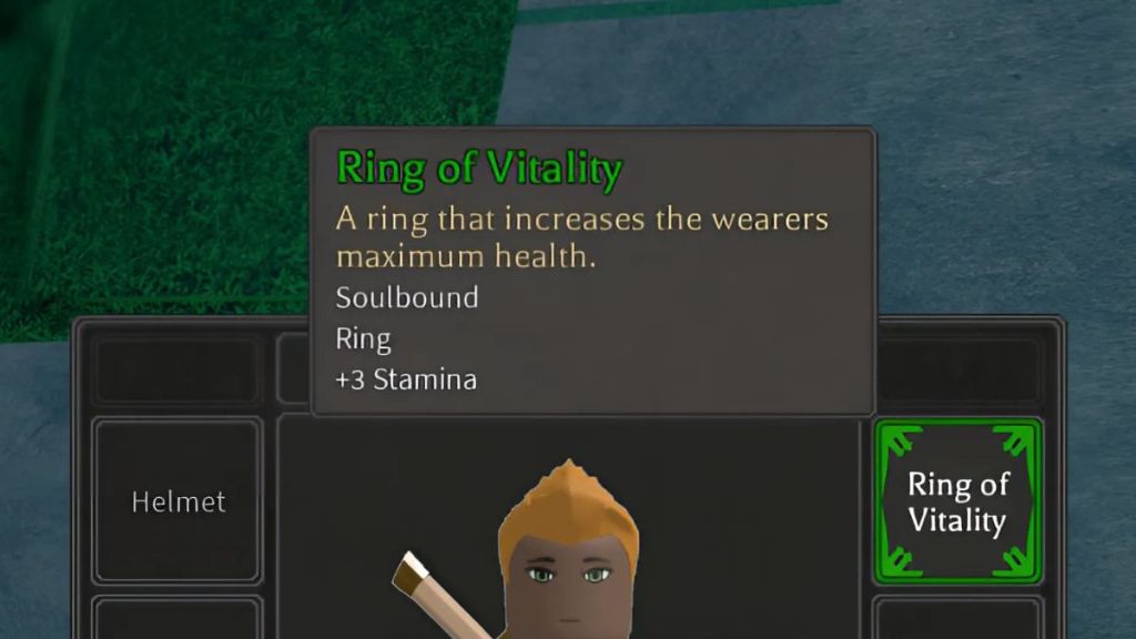 Image showing the stats of the Ring of Vitality in Rune Slayer