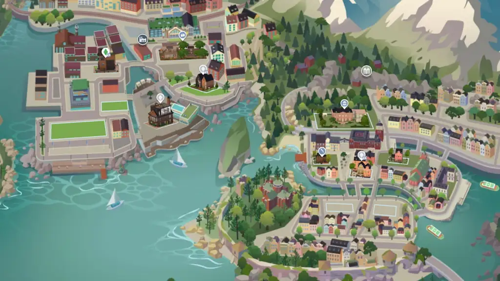 The Sims 4 Nordhaven map overview