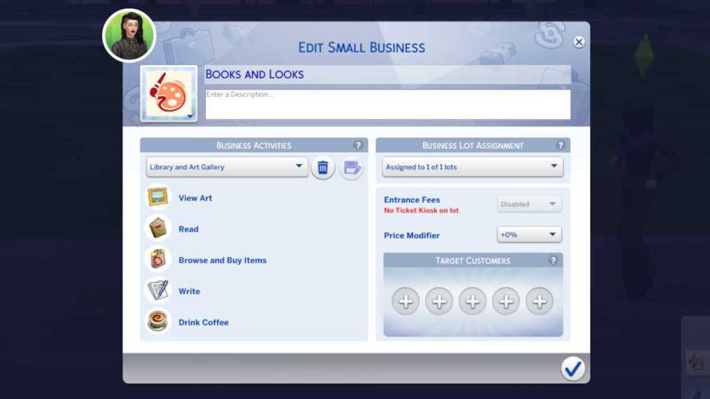 Setting up up a small business in The Sims 4