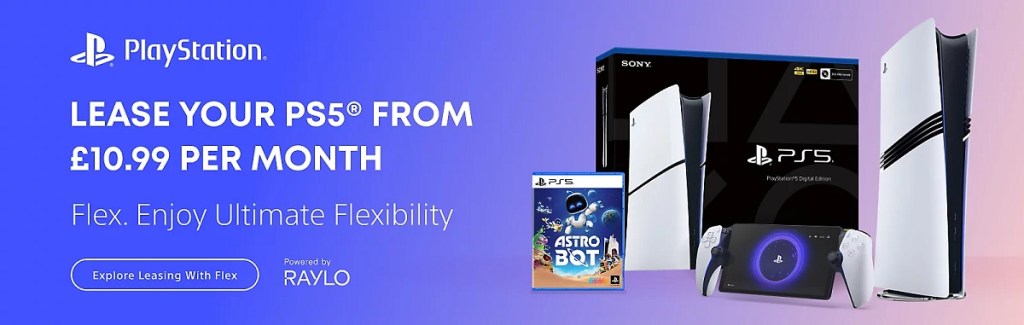 A PlayStation 5 and other accessories available to rent from Sony.